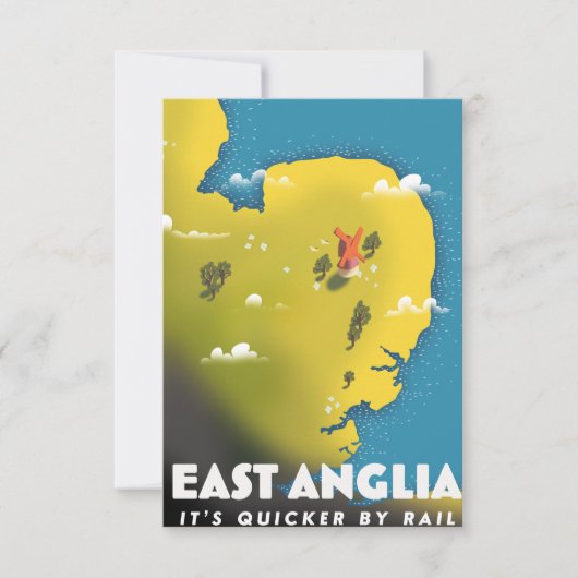 East Anglia reisposter. Briefkaart (Voorkant)