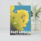 East Anglia reisposter. Briefkaart (Staand voorkant)