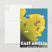 East Anglia reisposter. Briefkaart (Voorkant / Achterkant)