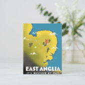 East Anglia reisposter. Briefkaart (Staand voorkant)