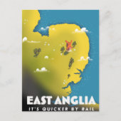 East Anglia reisposter. Briefkaart (Voorkant)