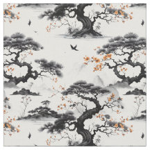 East Asian Ink Wash Fabric