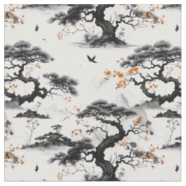 East Asian Ink Wash Fabric Stof