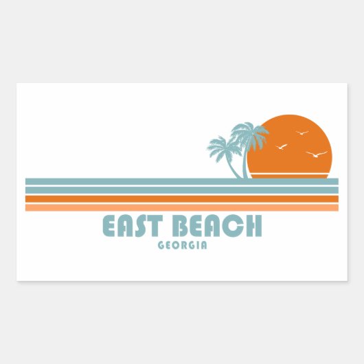 East Beach Georgia Sun Palm Trees Rechthoekige Sticker (Voorkant)