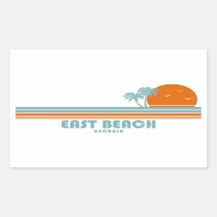 East Beach Georgia Sun Palm Trees Rechthoekige Sticker