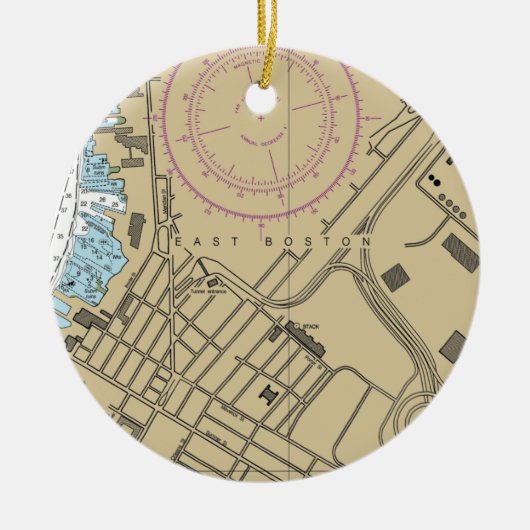 East Boston MA Chart Keramisch Ornament (Voorkant)