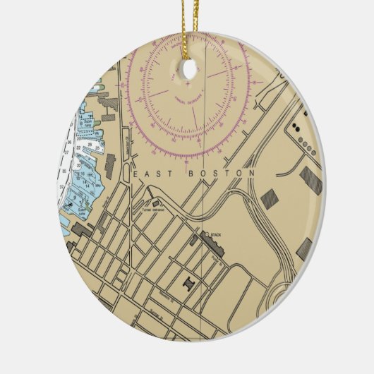 East Boston MA Chart Keramisch Ornament (Links)