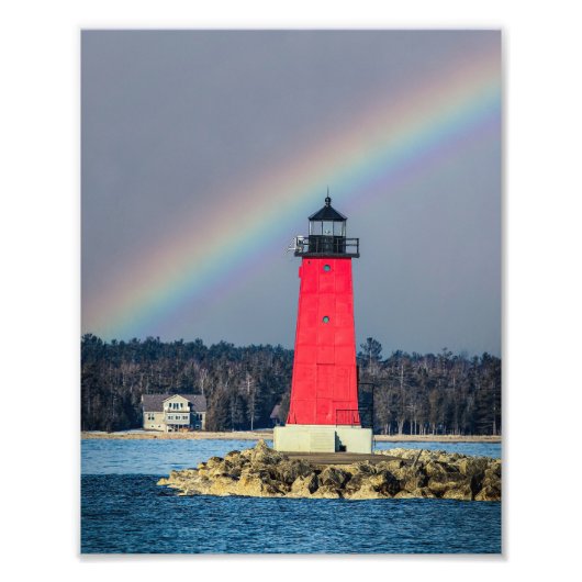 East Breakwater Lighthouse Manistique Michigan Foto Afdruk (Voorkant)