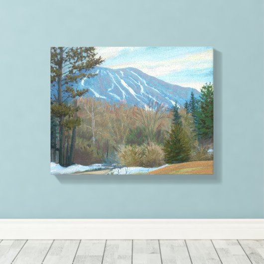 East Burke Vermont Berg in de winter Canvas Afdruk (Insitu (Houten vloer))