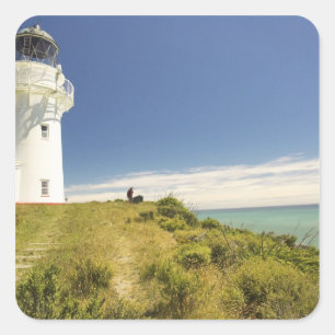 East Cape-vuurtoren, Eastland, Nieuw-Zeeland Vierkante Sticker