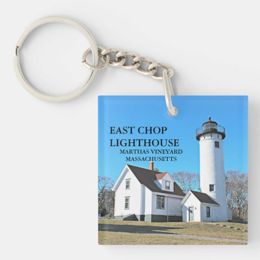 East Chop Lighthouse, Marthas Vineyard MA Keyring Sleutelhanger (voorkant)