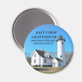 East Chop Lighthouse, Massachusetts Round Magnet (Voorkant / Achterkant)