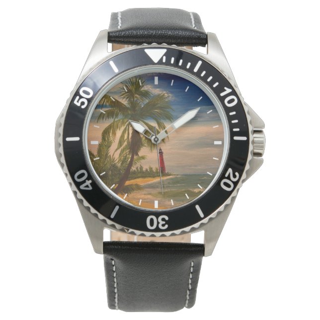 East Coast Beach and Lighthouse, van Gary Poling Horloge (Voorkant)