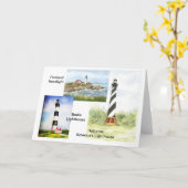 East Coast Lighthouses waterverf beroemd gemaakt d Kaart (Gele Bloem)