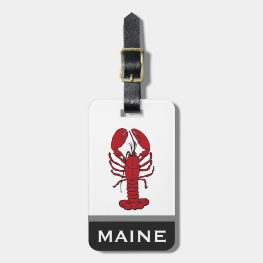 East Coast Lobster in Red en Maine Word Custom Bagagelabel (Voorkant verticaal)