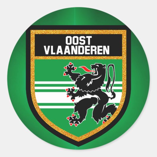 East Flanders-vlag Ronde Sticker (Voorkant)