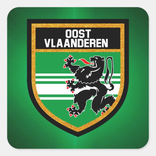East Flanders-vlag Vierkante Sticker (Voorkant)