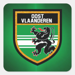 East Flanders-vlag Vierkante Sticker