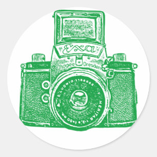 East German Camera - Grass Green Ronde Sticker