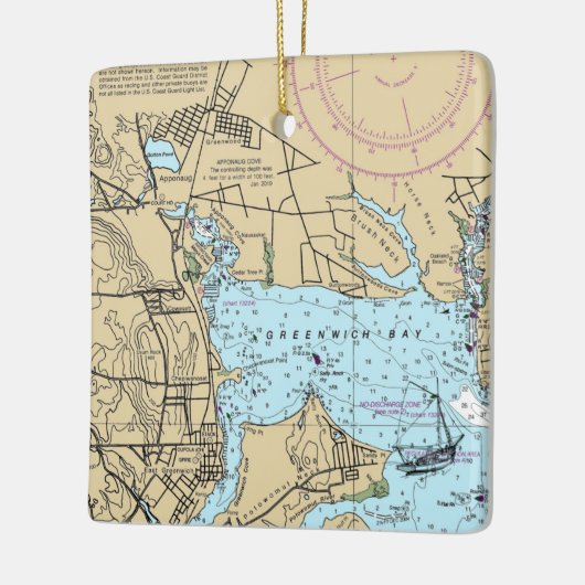 East Greenwich RI Chart Keramisch Ornament (Links)