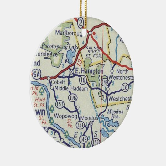 East Hampton CT  Map Keramisch Ornament (Rechts)