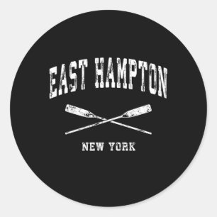East Hampton New York Nautical Crossed Oars Ronde Sticker