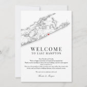 East Hampton NY bruiloft welkomstbrief zwart wit Bedankkaart (Voorkant)