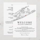 East Hampton NY bruiloft welkomstbrief zwart wit Bedankkaart (Voorkant / Achterkant)