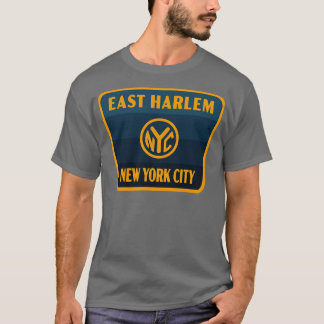 East Harlem New York City Retro Token Badge Blauw T-shirt