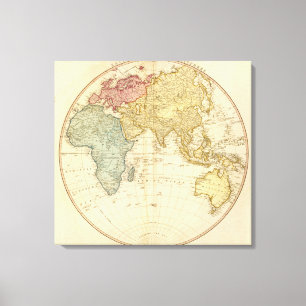 East Hemisphere-kaart Canvas Afdruk