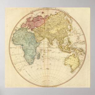 East Hemisphere-kaart Poster
