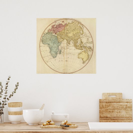 East Hemisphere-kaart Poster (Keuken)