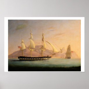 East Indiaman Buittward Bound off Kaapstad en Tabl Poster