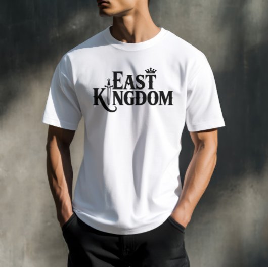 East Kingdom middeleeuwse typografie Crown & Sword T-shirt