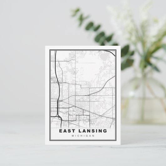 East Lansing Map Briefkaart (Staand voorkant)