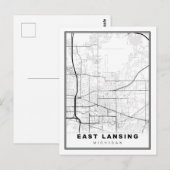 East Lansing Map Briefkaart (Voorkant / Achterkant)