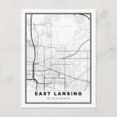 East Lansing Map Briefkaart (Voorkant)