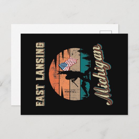 East Lansing Michigan Briefkaart (Voorkant / Achterkant)