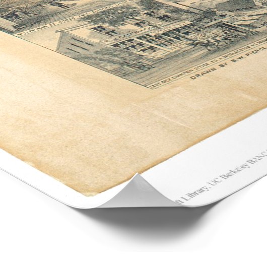 East Los Angeles, CA. Panoramische kaart 1888 (090 Poster (Hoek)