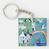 East Neuk Fife Coastal Path Scotland Waterverf Sleutelhanger (voorkant)