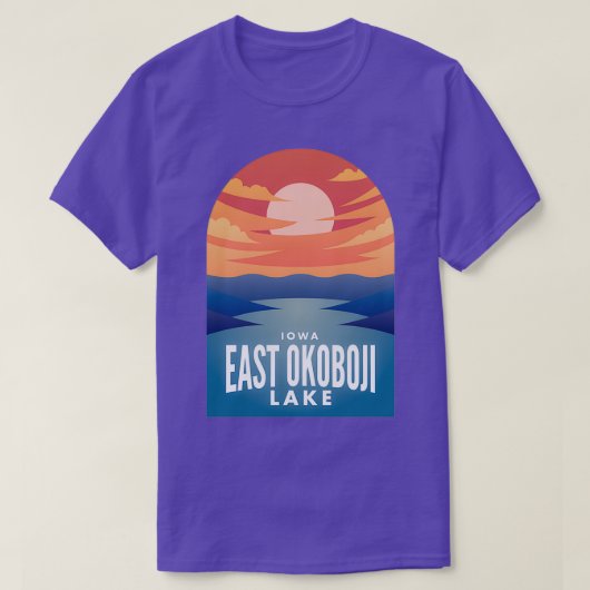 East Okoboji Lake IA Retro Sunset  T-shirt (Design voorkant)