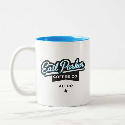 East Parker Script Logo 11 oz. KoffieMok Tweekleurige Koffiemok (Links)