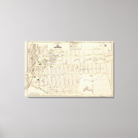East Providence Rhode Island Map Canvas Afdruk (Voorkant)
