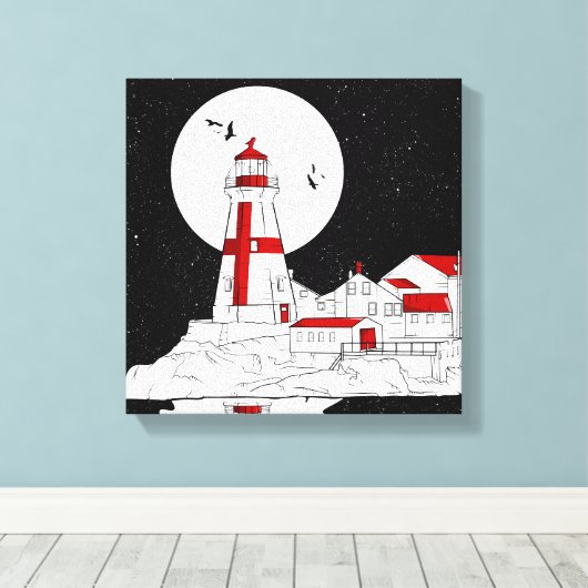 East Quoddy Head Lighthouse flat Canvas Afdruk (Insitu (Houten vloer))