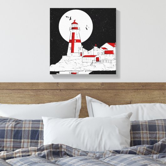 East Quoddy Head Lighthouse flat Canvas Afdruk (Insitu (Slaapkamer))