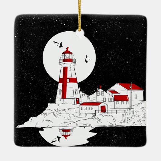 East Quoddy Head Lighthouse flat Keramisch Ornament (Achterkant)