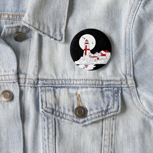 East Quoddy Head Lighthouse flat Ronde Button 5,7 Cm (In situ)