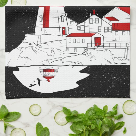 East Quoddy Head Lighthouse flat Theedoek (Gevouwen)