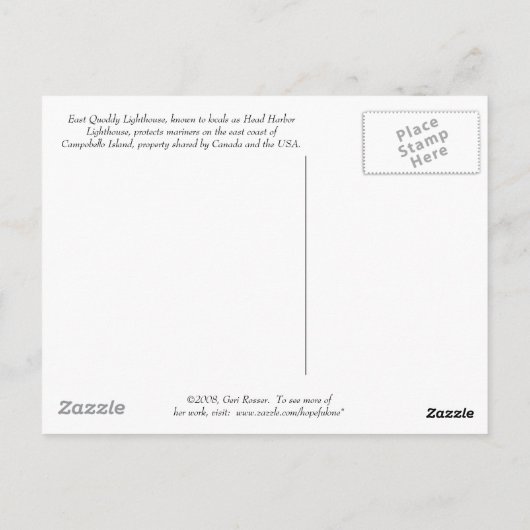 East Quoddy Lighthouse Briefkaart (Achterkant)