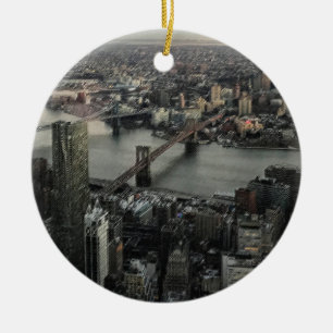 East River New York City Brooklyn Manhattan Bridge Keramisch Ornament